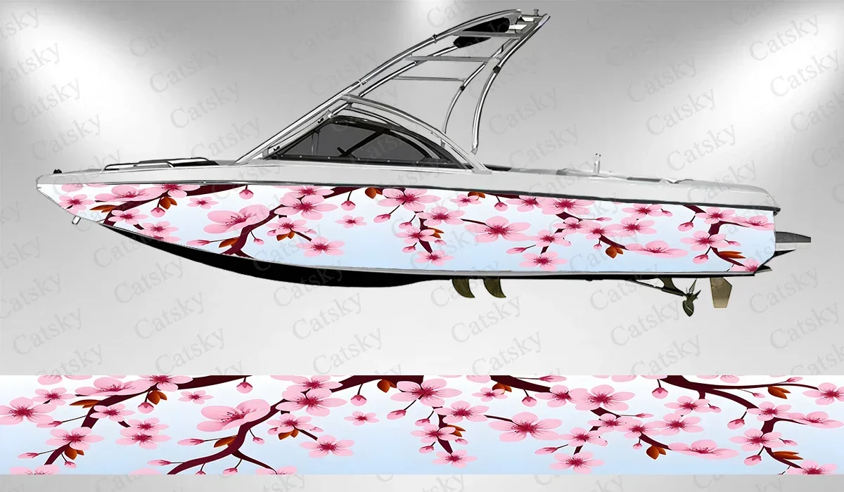 

Cherry blossoms flower Boat Stickers Vinyl Boat Wrap for Pontoonman Console Deck Boat Fishing Platform Decal Sticker