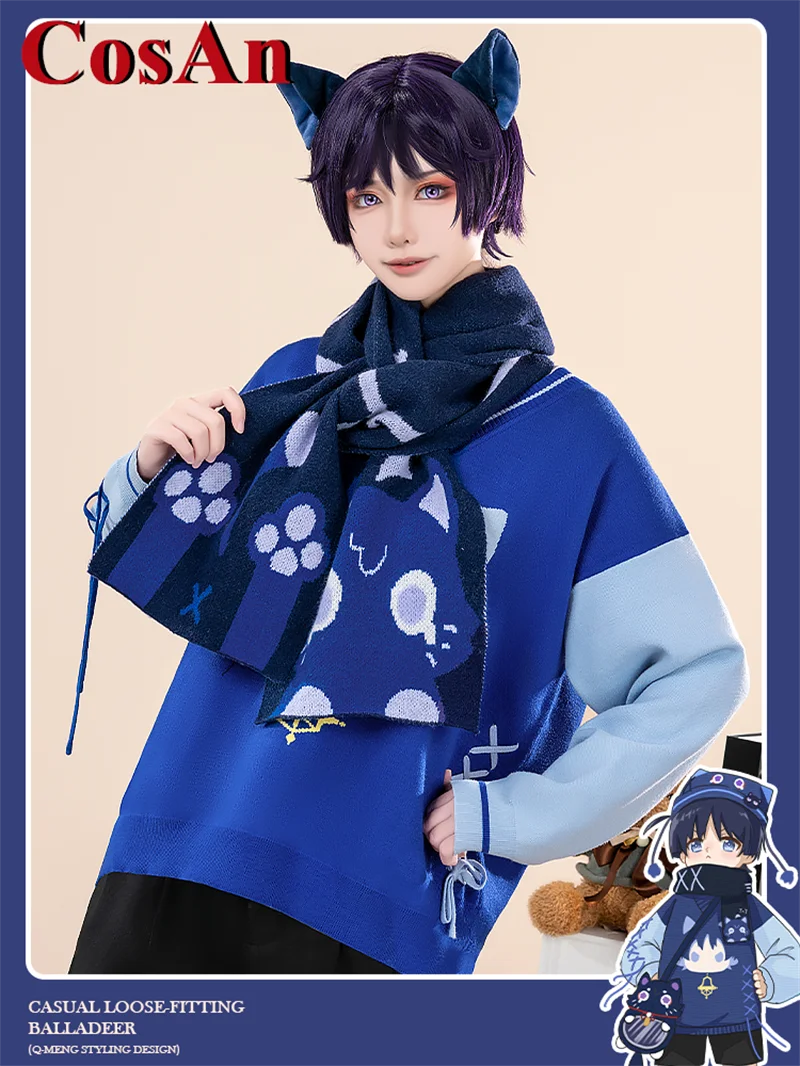 

CosAn Game Genshin Impact Wanderer Balladeer Cosplay Костюм-свитер шарф с капюшоном