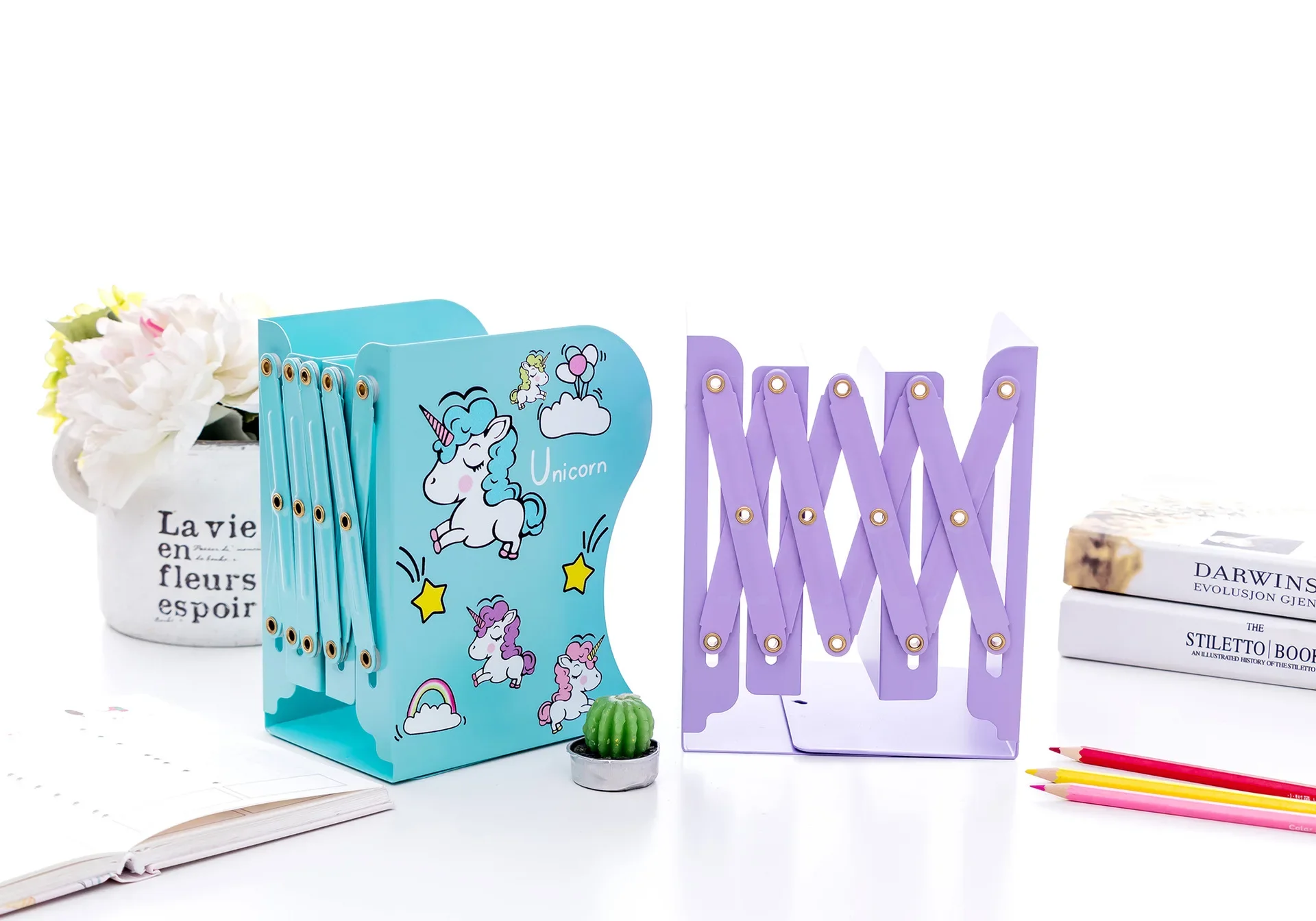 Modern Desktop Bookshelf Book Holder Creative Telescopic Desktop bookends Book Storage Rack Flexible Bookshelf for Home Use