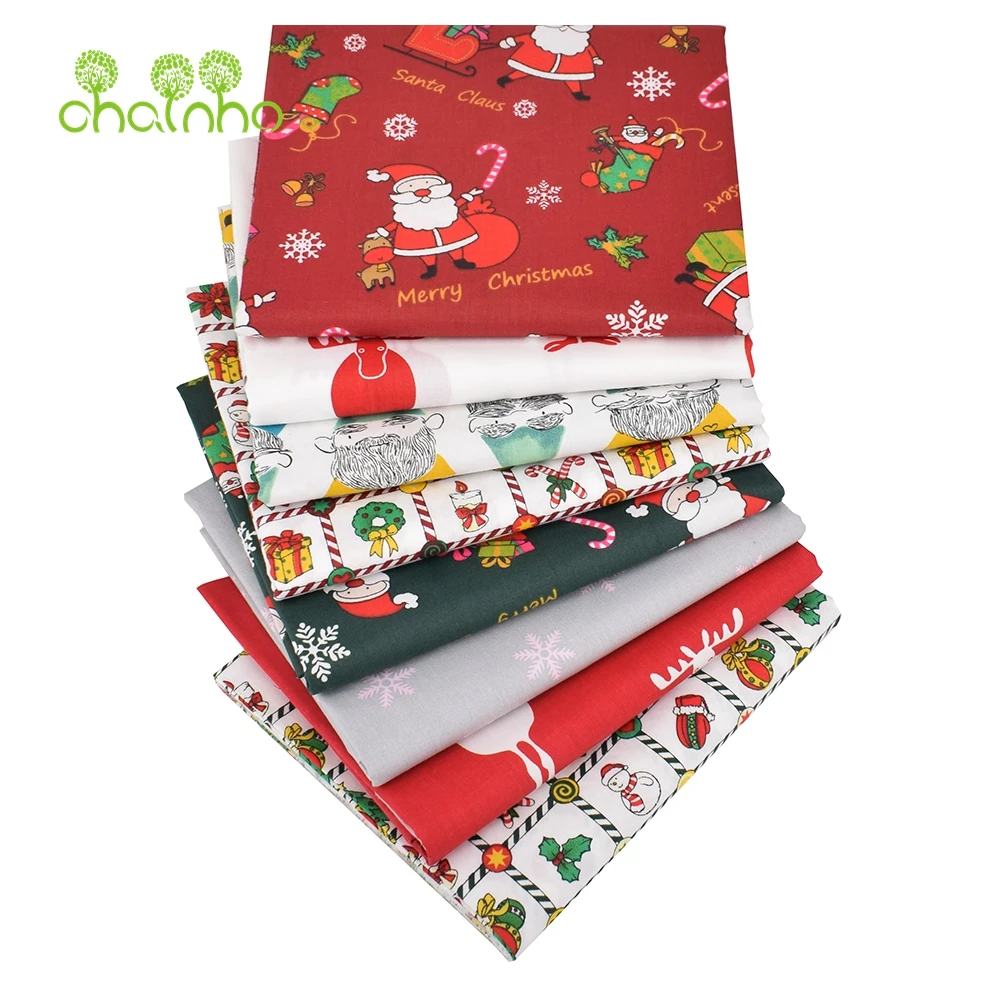 Chainho,Printed Twill Weave Cotton Fabric,Patchwork Cloth,DIY Sewing Quilting Material,Christmas Series,8 Designs,2 Sizes,15C295