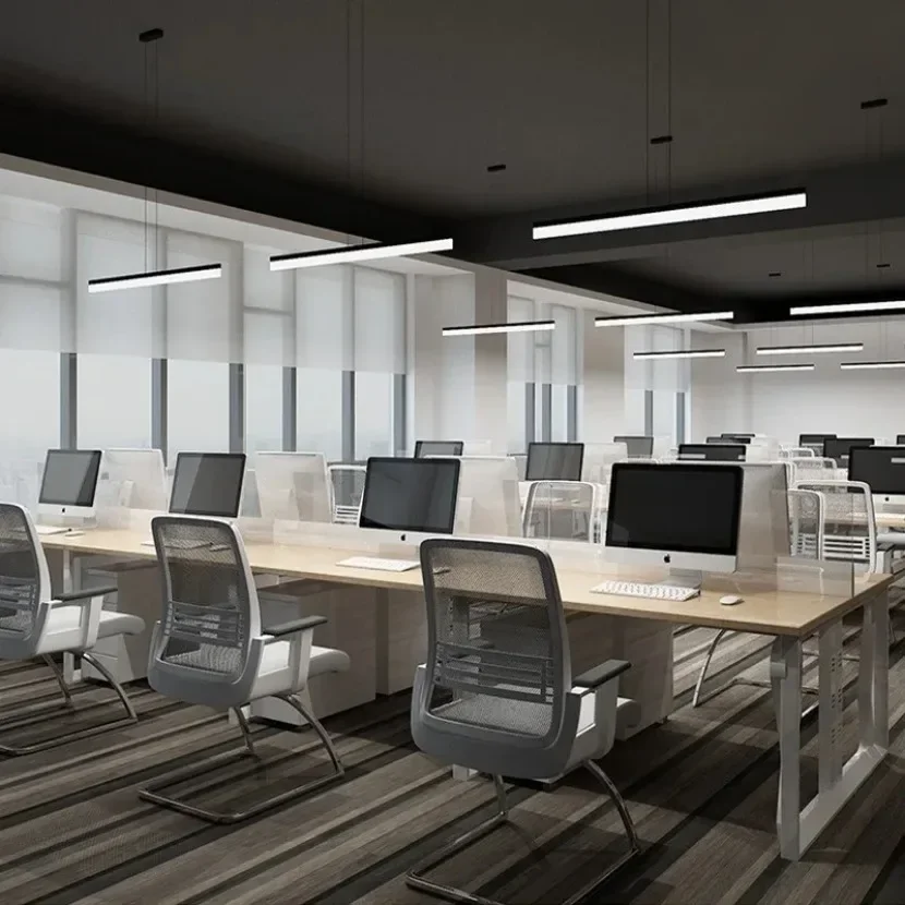 Simple LED Office Pendant Light Modern Strip Aluminum Acrylic Home Light Living Room Dining Room Interior Decor Chandelier Light