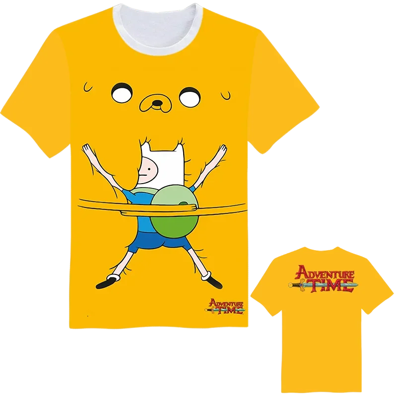 2024 New Summer Kids 3D Printed Cartoon Adventure Time Finn Jake T-shirt Short sleeved O-Neck T Shirts Boys And Girls Top