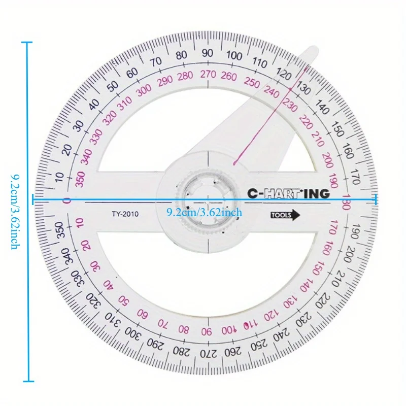 1pc Drawing Design Ruler  Protractor Mathematical Angle Teaching Aid Drawing Angle Measuring Angle Obtuse Angle Learning Tool