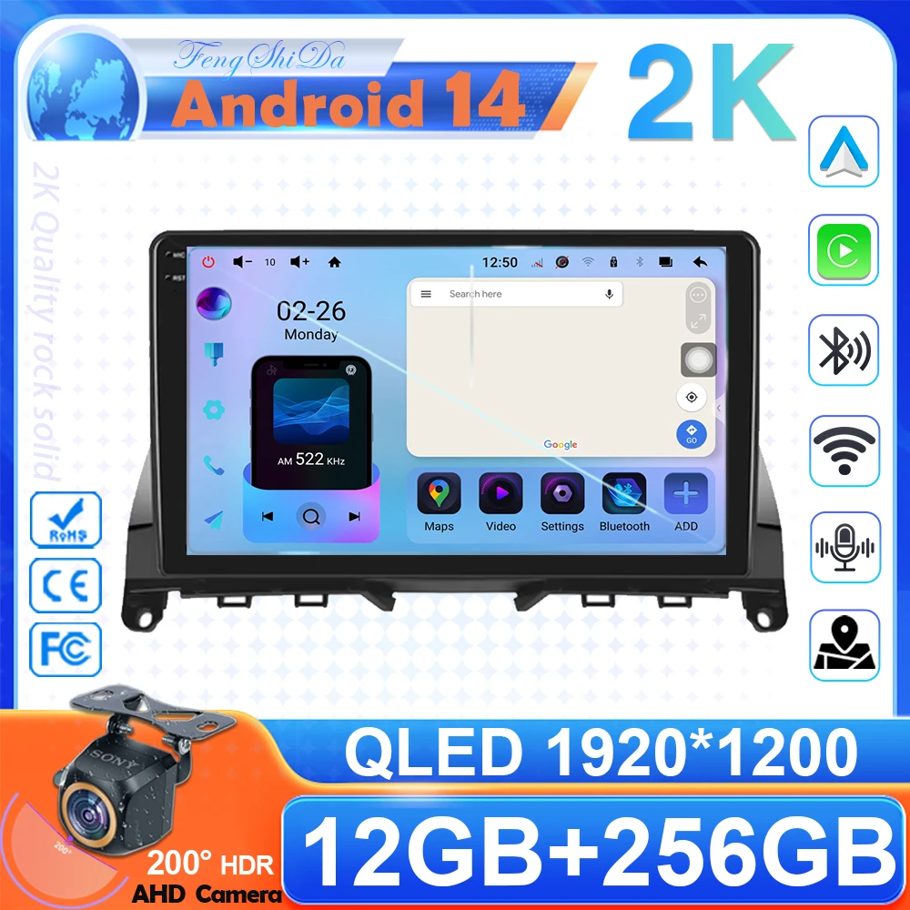 Android 14 Für Mercedes Benz C Klasse 3 C220 C180 W204 S204 2006-2011 Auto Auto Carplay Radio stereo Empfänger Multimedia Bildschirm