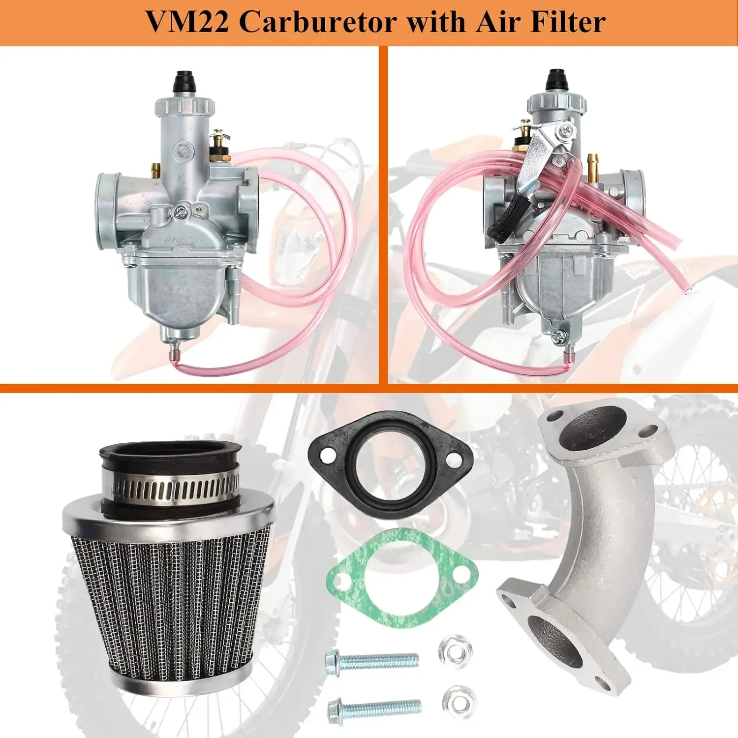 VM22 26mm Carb with Air Filter Intake Pipe Compatible with CRF70 SSR 150cc 212cc Enduro Bike Go Kart Pit Bike ATV Motorcycle 5