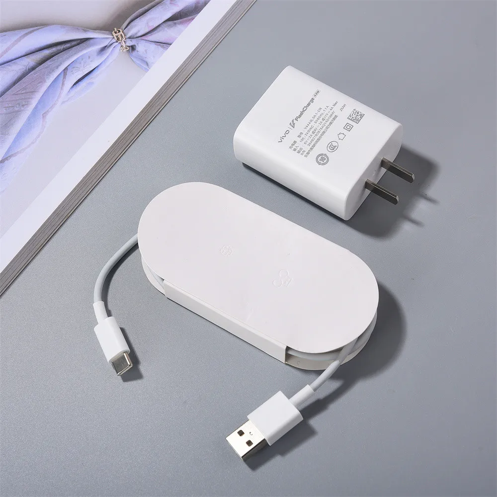 44W Vivo Fast Charger EU/US Plug FlashCharge 2.0 Adapter USB Type C Cable For X70 X60 S12 S10 Pro T1 IQOO Neo 5 855 Z5X Z6 Z5