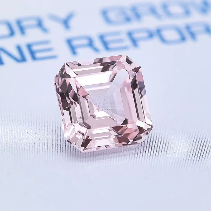 Top Lab Grown Sapphire Morgan Pink Color Asscher Shape VVS1 Charms DIY For Jewelry Making Materials Selectable AGL Certificate