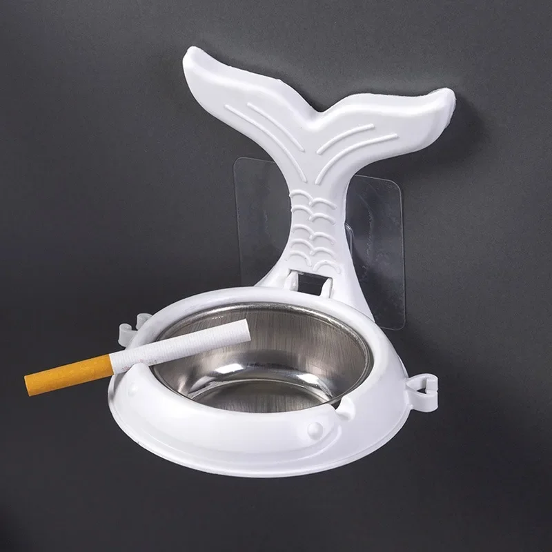 2024 New Car Ashtray Folding Self-adhesive Whale Ashtray Wall Hanging Cartoon Toilet Stainless Steel Ashtray Ash Tray