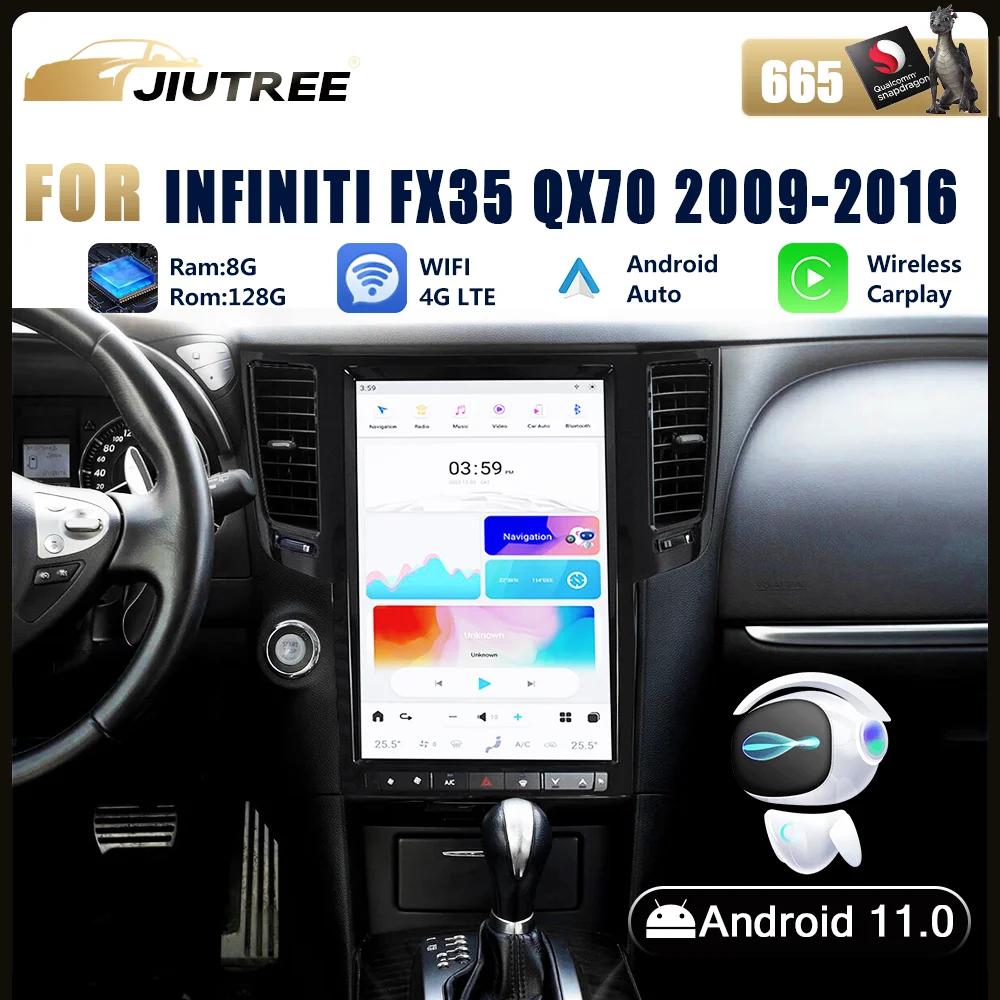 

14,4 дюймов Android 11 для Infiniti FX35 QX70 2009 2010 - 2013 Автомагнитола автомобильный стерео Мультимедийный Плеер головное устройство Авторадио Carplay