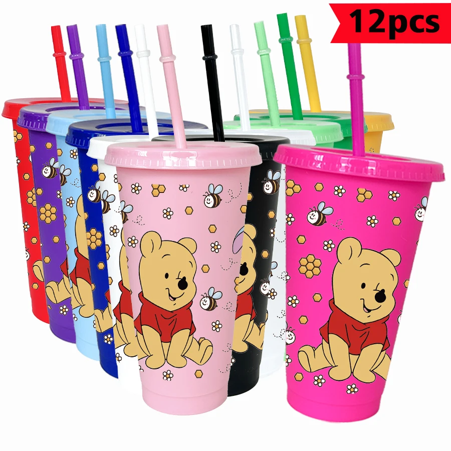 

12 шт./упак. Дисней, Винни Пух, Пчела, 26 унций, красочный пластиковый стакан, посуда для питья на день рождения, чашка для кофе сока