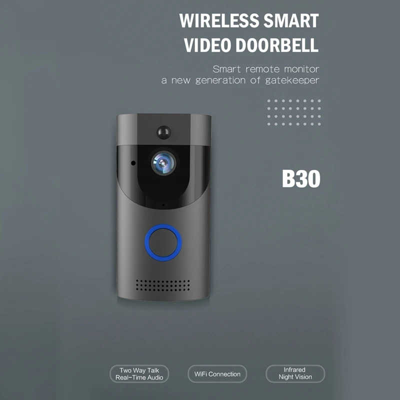 Kamera bel pintu Video nirkabel 1080P, bel pintu pemantauan jarak jauh deteksi gerak PIR, penglihatan malam IP65 tahan cuaca