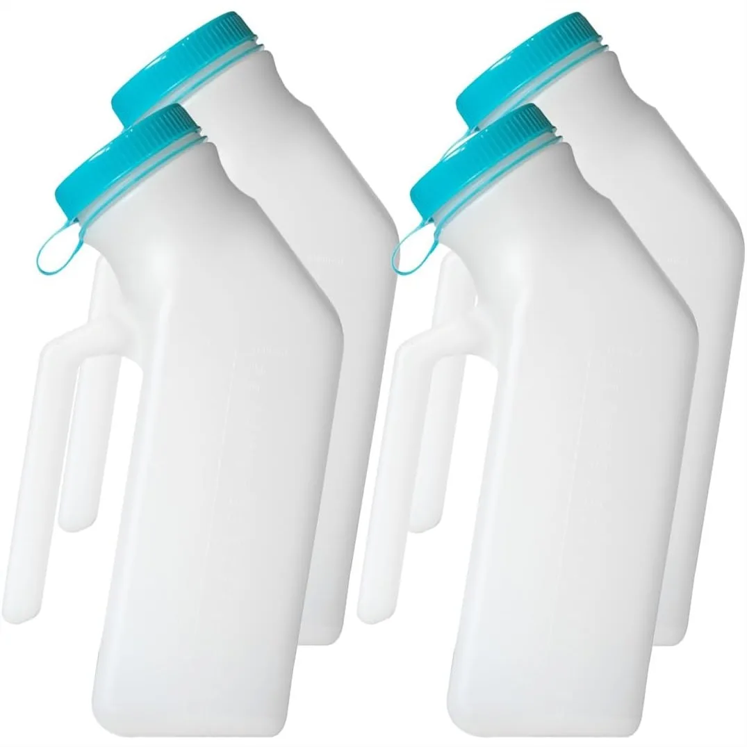 

1000ml Portable Urinal for Men, Spill Proof Urine Bottle for Seniors, Travel & Car Urinal for Truck Drivers, 4 Pack