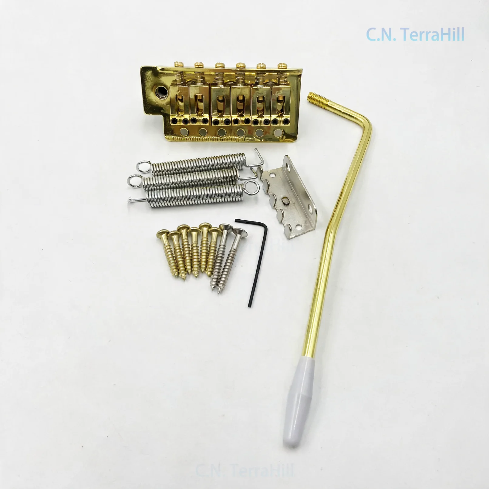 Electric Guitar Tremolo Bridge with 6-String Saddles and Tailpiece, ST Style Single Locking Vibrato System, Replacement Part
