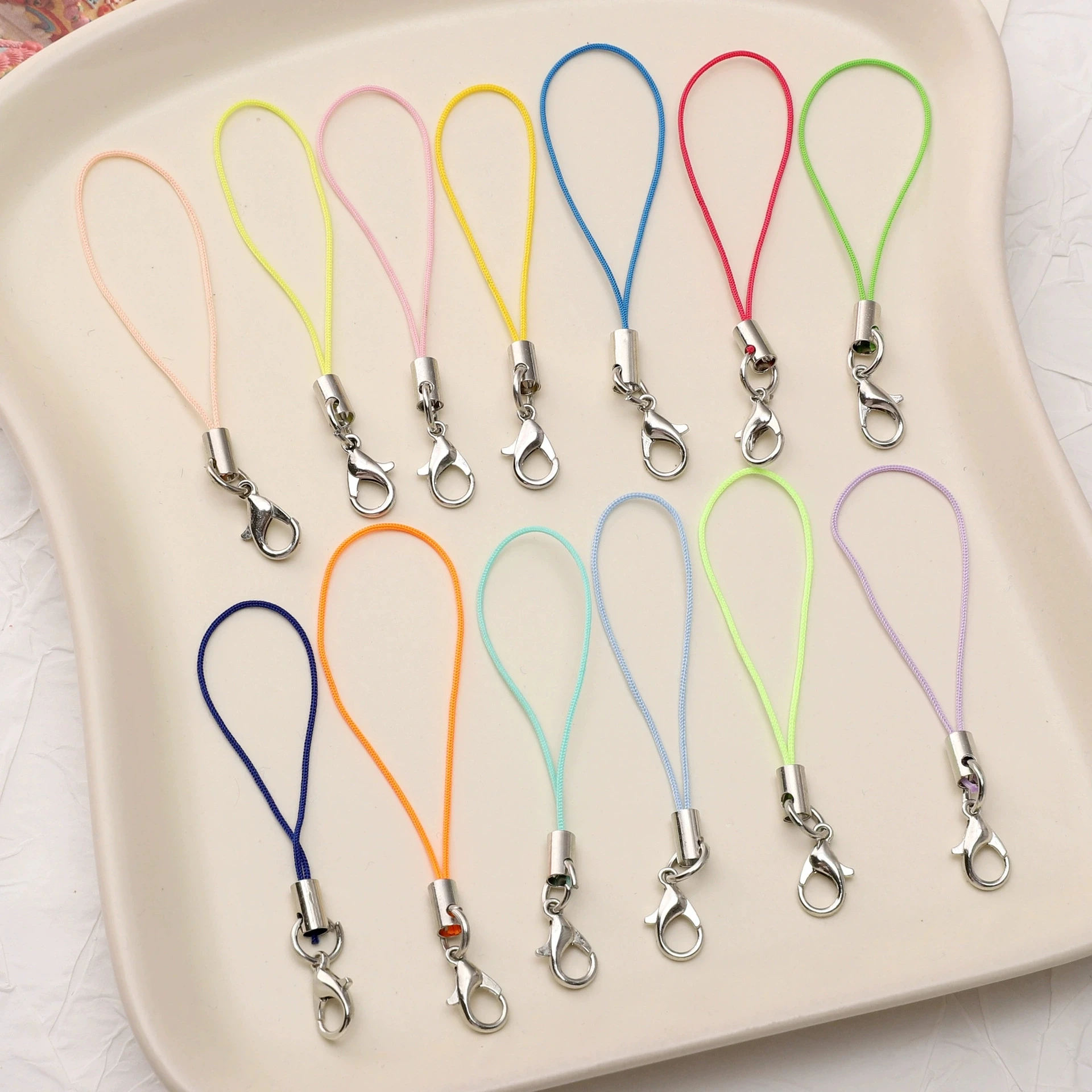 100pcs Lobster buckle, mixed color lanyard, pendant, DIY phone chain.