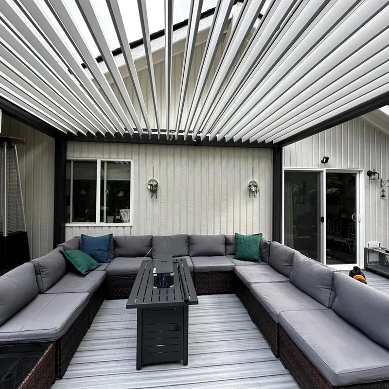 Luxury Motorized Bioclimatic Aluminum Louvered Pergola Roof Outdoor Patio Garden Gazebo with Adjustable Slats System
