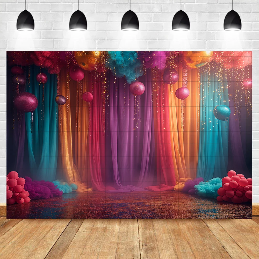 Stage colorful balloon theme birthday party photography background video photography background birthday photo phone props