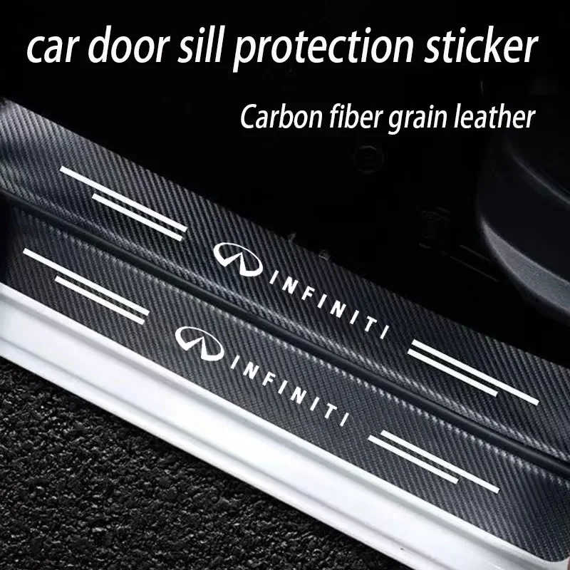 Automotive Entry Guard Carbon Texture Leather Trim Compatible with Q50 QX60 FX35 QX70 QX50 Doorway Protection
