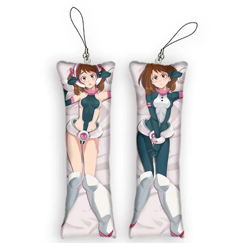 

Fashion4x12cmMy Hero Academia OCHACO URARAKA Mini Pendant Dakimakura Keychain Mini Pendant Double Sided Cartoon Anime Keychain