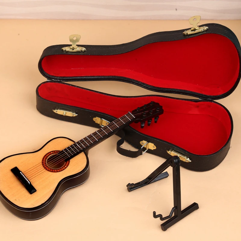 Mini Guitar Model Ornament Wooden Home Decor Suitable Living Room,desk,bedroom Decoration  European Style Instrument Model Gift