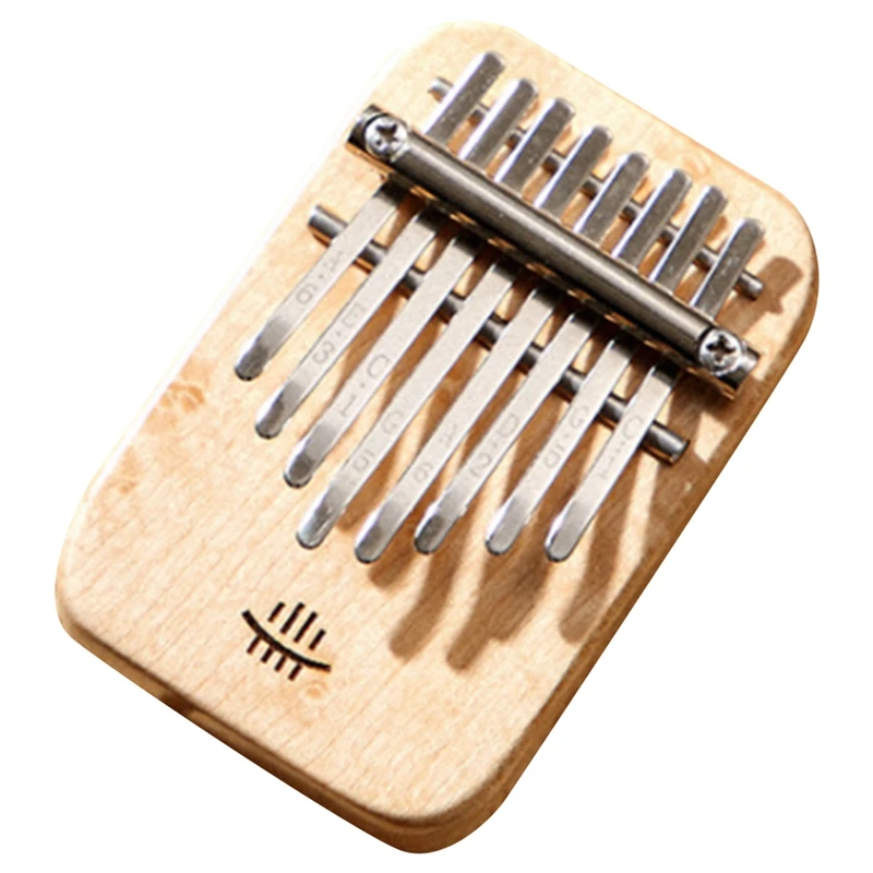 Hluru D Portable Exercise Kalimba Beginner Mini Finger Thumb Piano Musical Instrument 8 Keys Notes Tone Xylophone Maple