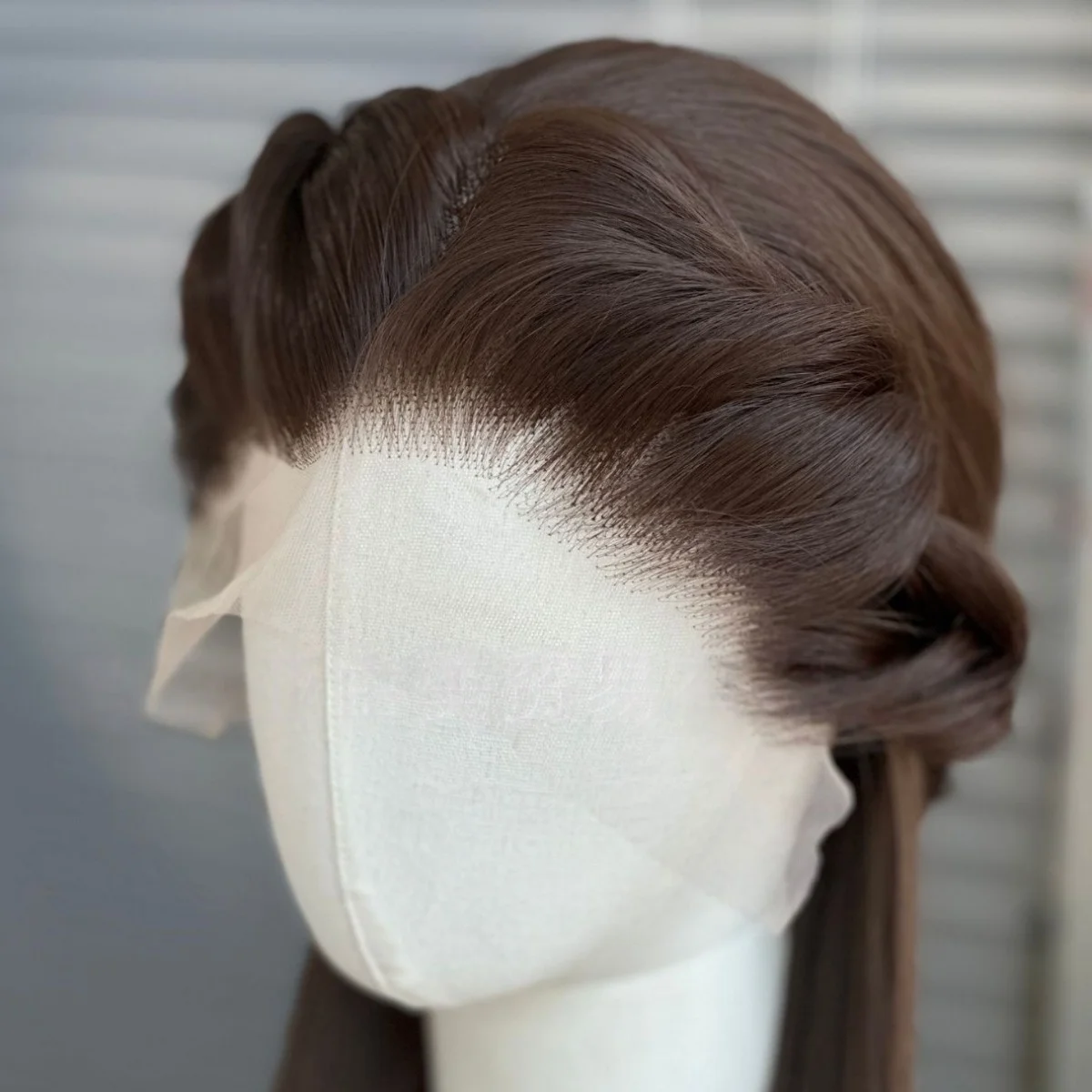 

Chocolate Milk Tea Brown Wig Goddess Long Straight Hair Wig High Temperature Fibers Glueless Synthetic Lace Wigs for Cosplay 통가발