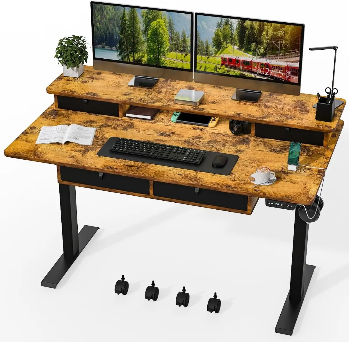 

Standing Desk With Fast Charging Usb Ports,55X30 H Height Adjustable Home Office & Gaming Desk,Sit Stand Desk With Built-In