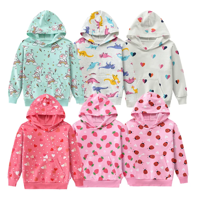 Little Hand Kids Girls Long Sleeve Hooded Top Cute Print Sweatshirt Spring Autumn Casual Hoodie for 2-7T Outdoor Daily Wear