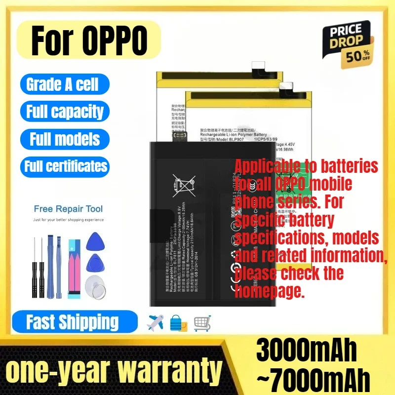 Battery for OPPO  Reno 2/2F/2Z/3/3A/3 Pro/4/F17/5/6/5F/5 Lite/5z 5G/6/5 Pro/5 Plus/5 Pro Plus/6 5G/7Z/8Z/7 4G/8 4G/8Z 5G/8T/9/10