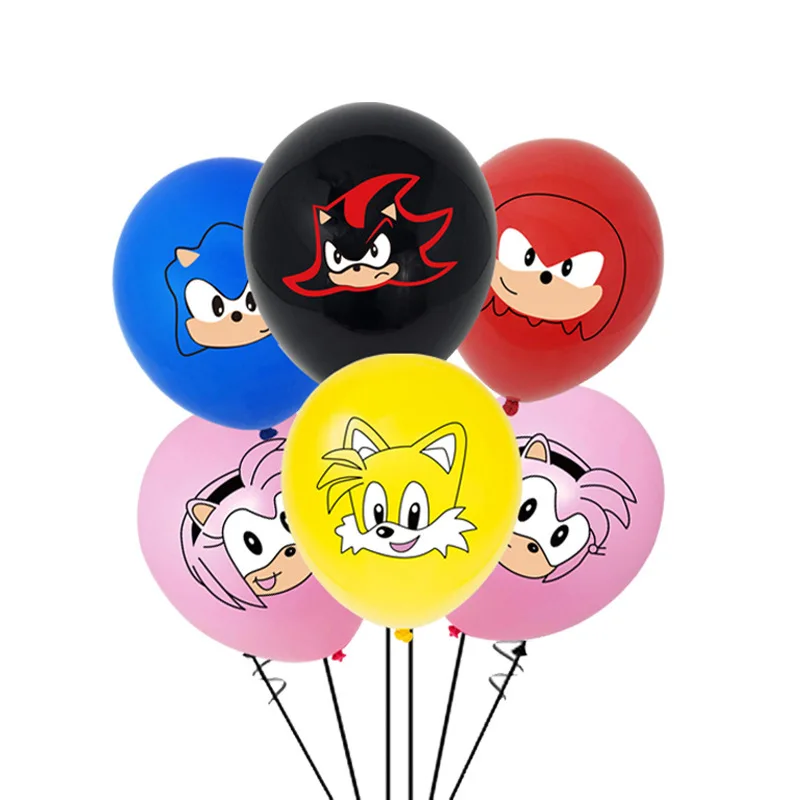 10pcs 12inch Sonic Theme Red Yellow Blue Pink Latex Balloons Set for Children Birthday Party Decorations Supplies Baby Shower