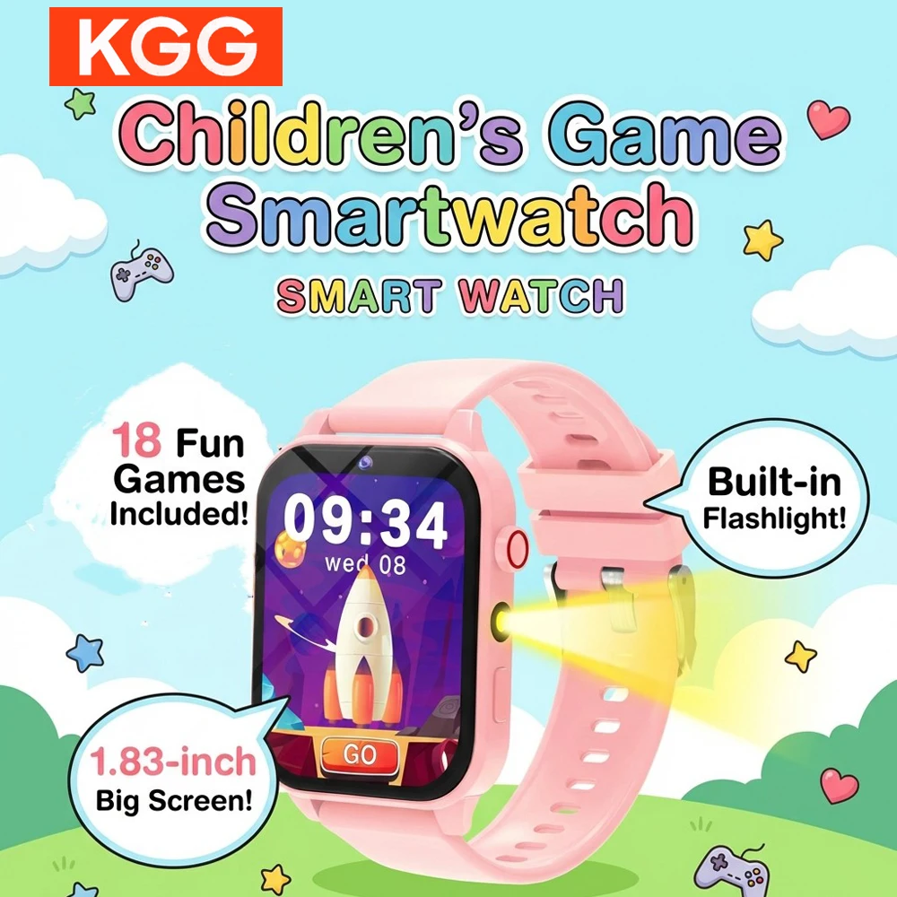 

Kids Games Smart Watch 18 Games Sleep Monitoring 1.83'' Touch Screen HD Camera Alarm Clock Smartwatch Children Boys Girls Gifts