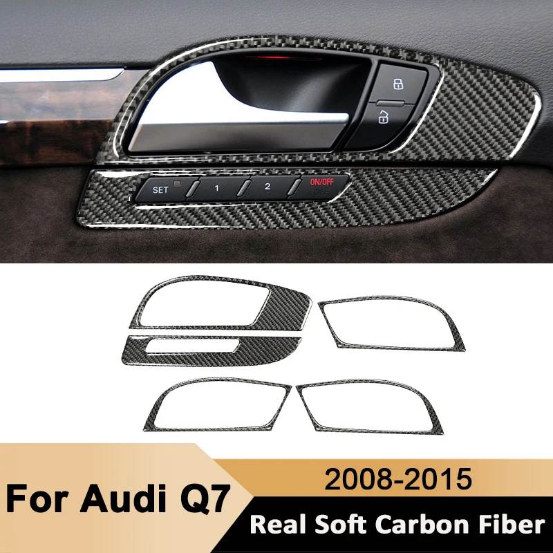 

For Audi Q7 2008-2015 Carbon Fiber Car Door Inner Panel Buttons Panel Trim Frame Decorative Sticker Auto Interior Accessories
