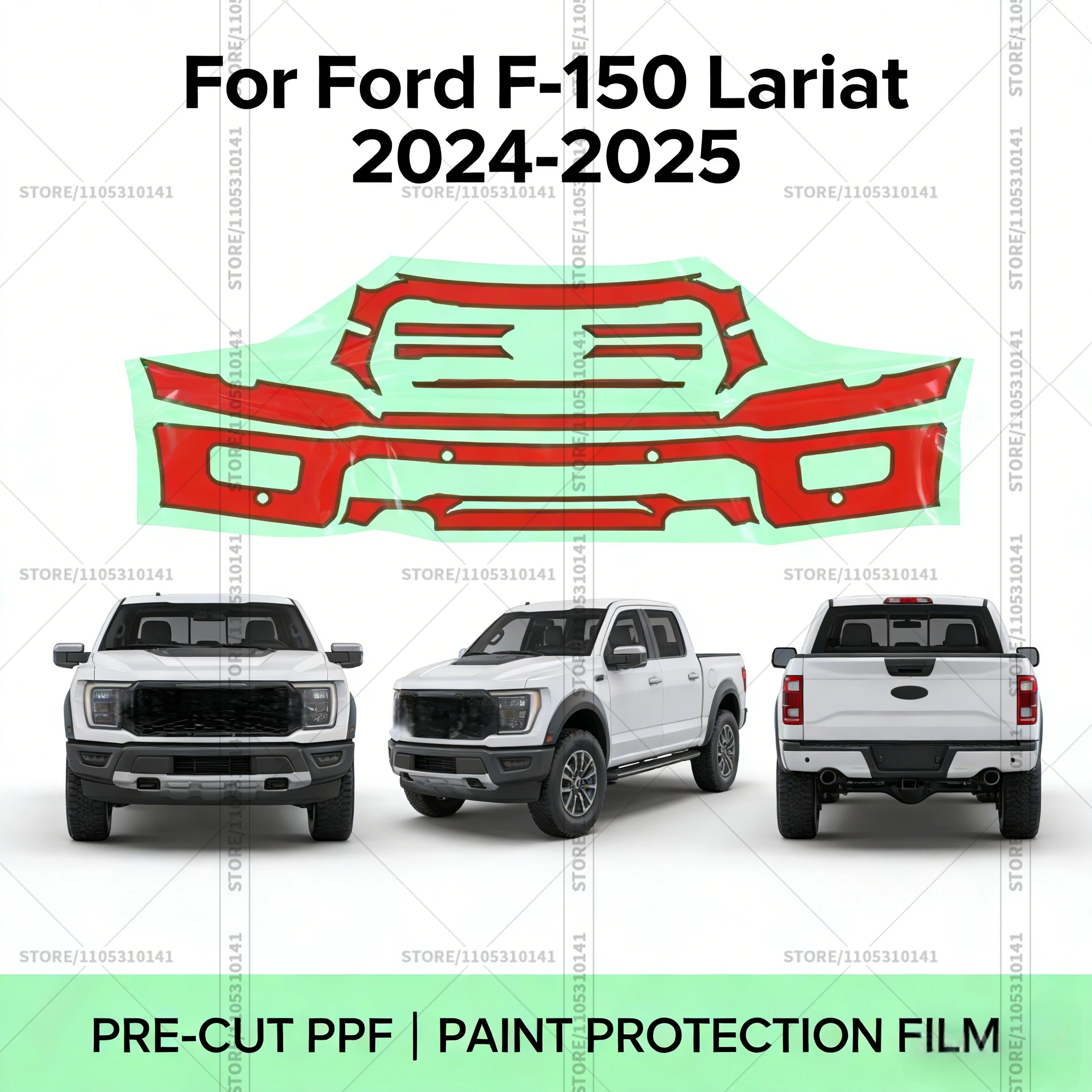 

For Ford F-150 Lariat 2024-2025 Pre-Cut Paint Protection Film PPF Transparent Car Film Professional Automotive PPF Front Bumper