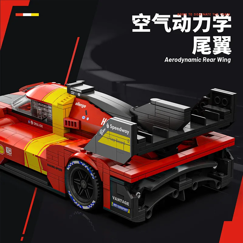 Em estoque moc técnico 9x8 blocos de construção de corrida sc63 mhybrid v8 tijolos de carro montagem modelo brinquedos para crianças presente conjunto