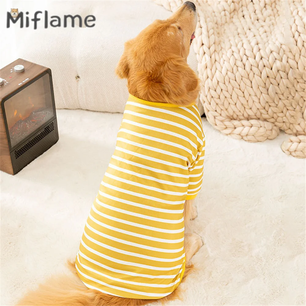 Miflame Striped Waffle Dogs Clothes Winter Pets Sweatshirts Labrador Dachshund Casual Large Dogs Vest Shirts Knitted Pet Outfits