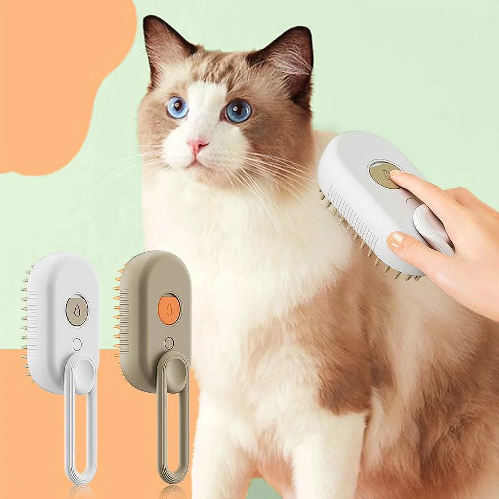 One-Click Spray Coffee Pet Steam Brush USB 3-in-1 Massage Groomer Anti Floating Hair Gentle Cleaning For Pets