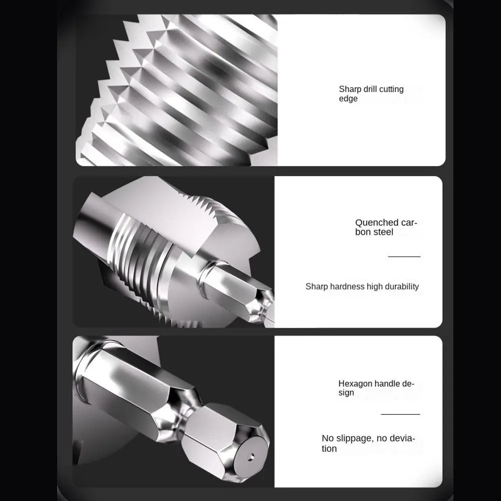 4 Point and 6 Point Tapping Drilling Expansion Drill Bit 3 in 1 Hexagonal Handle Thread Drill Bit Set Hole Opening Punching