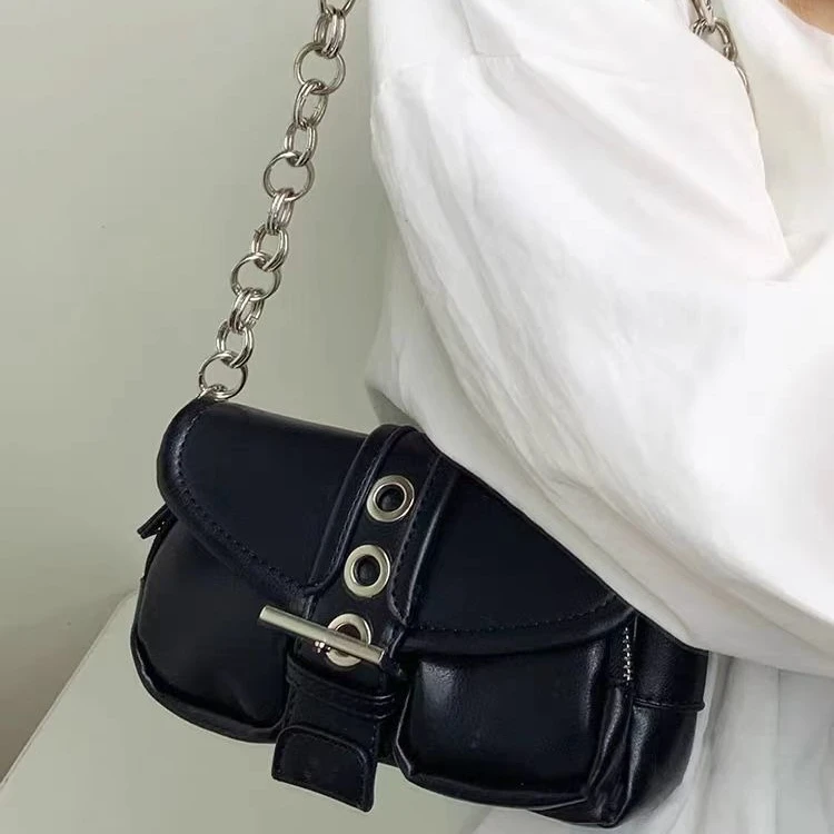 

Модная сумка-мессенджер Y2K для стильных девушек из искусственной кожи с металлической пряжкой, вместительная, на плечо, женская сумка-кошелек для хранения вещей