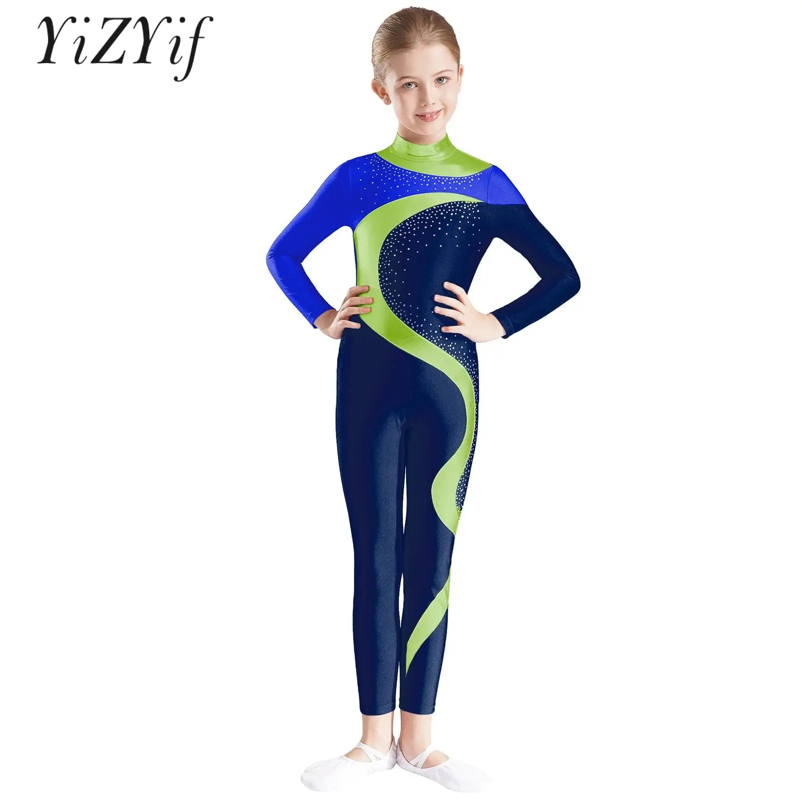 Meisjes Kunstschaatsen Dans Artistieke Gymnastiek Activewear Kids Atletische Unitard Ballet Bodysuit Jumpsuits Strass Dancewear