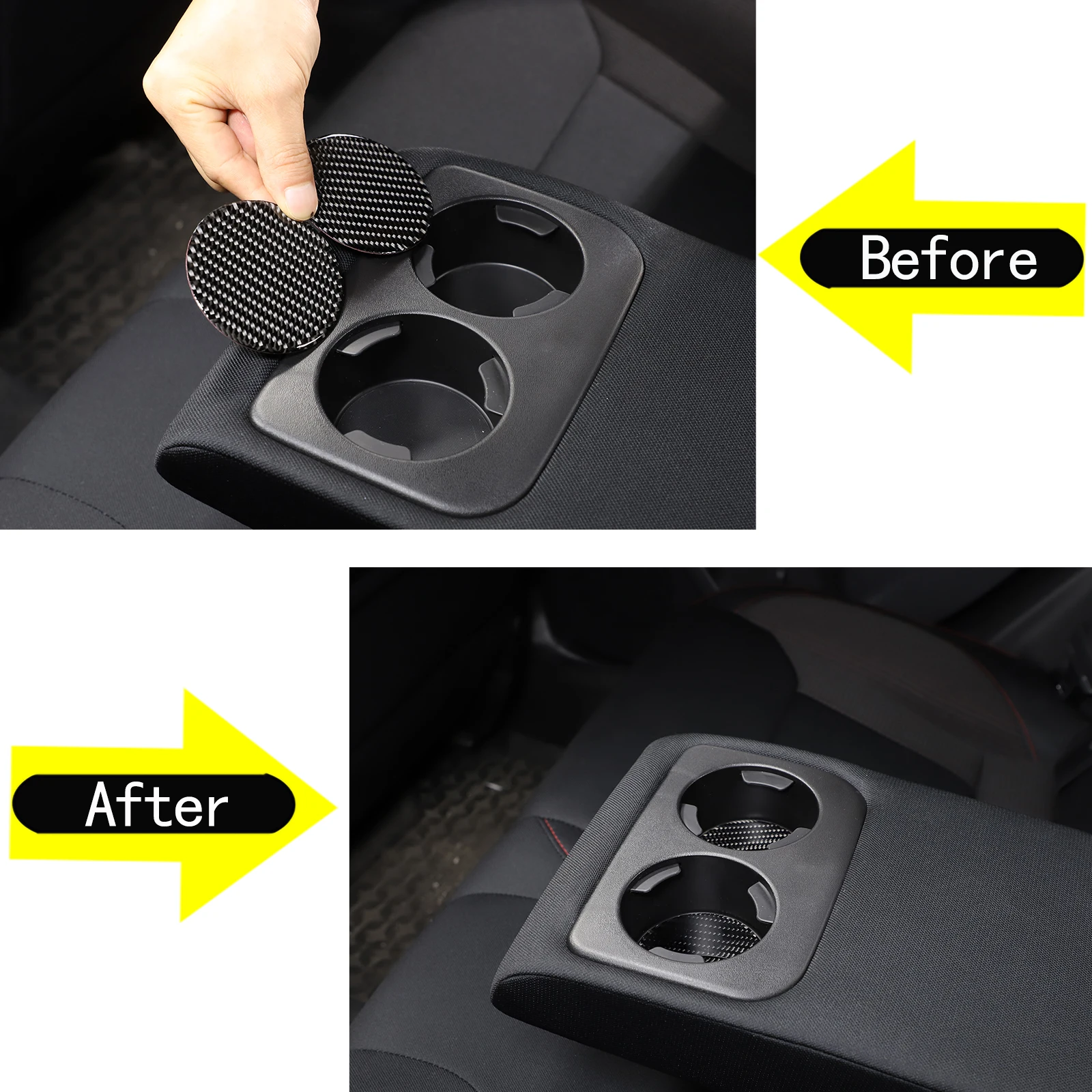 For 2022-2025 Subaru WRX STI LEVORG Soft Carbon Fiber Rear Drain Cup Holder Coaster Panel Trim Sticker Car Interior Accessories