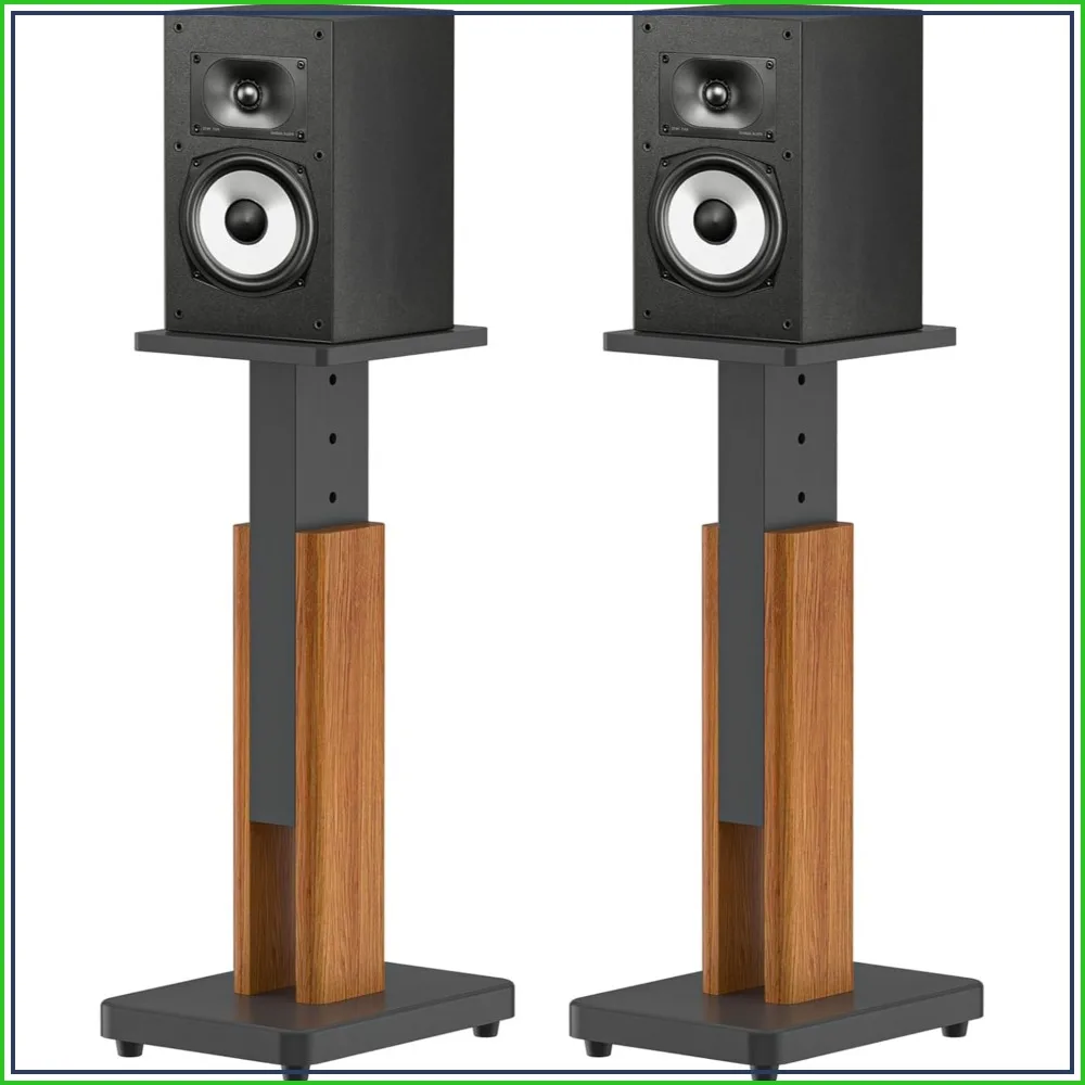 

Adjustable Wood Speaker Stands Pair for Bookshelf Speakers, Height 18-28 Inch, Up to 50 Lbs