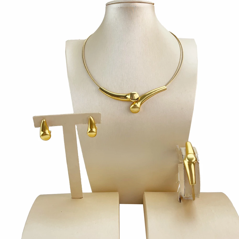 Fashion Italian Gold Plated Sample Necklace Luxury Jewelry Set FHK20520