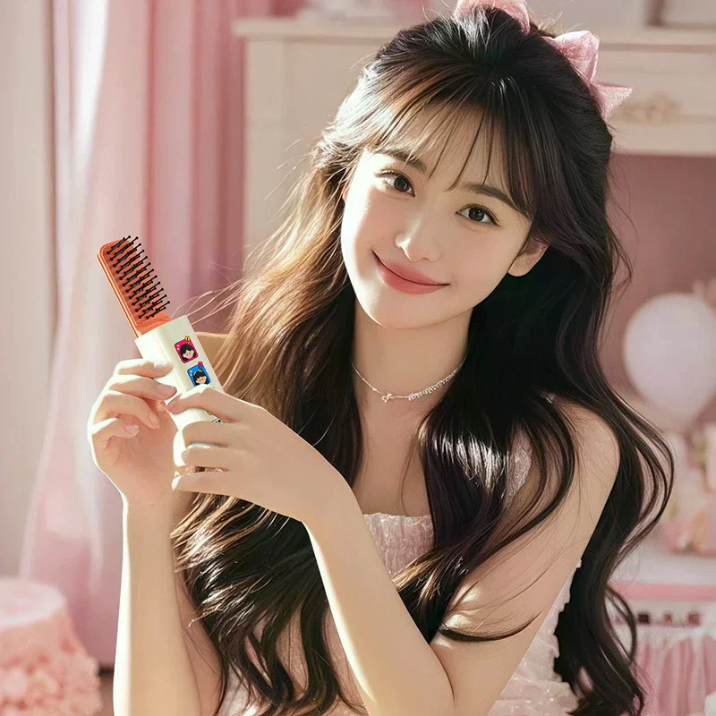Cartoon Retractable Hair Comb Mirror Comb Dual-purpose Massager Travel Outdoors Portable Hair Brush Cute Hanging Rope Decoration