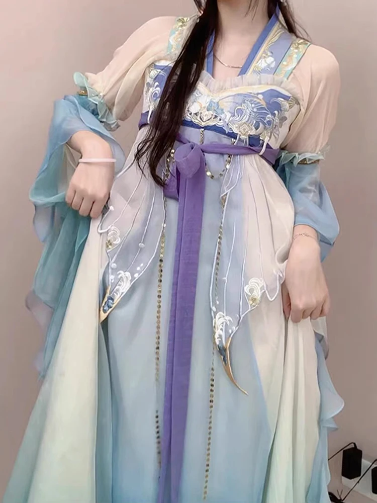 High Quality |Embroidered National Style Women Dress Female Han Costume Long Spring And Summer