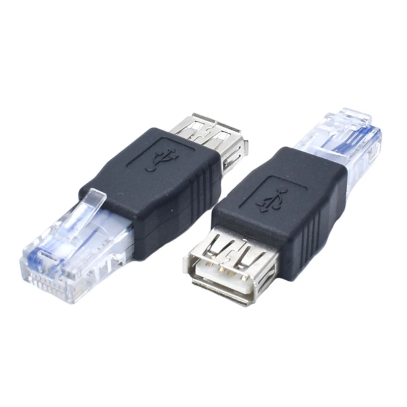 2 ชิ้น USB2.0 กับอีเธอร์เน็ต RJ45 ตัวเชื่อมต่อชายอะแดปเตอร์เครือข่ายสำหรับเราเตอร์