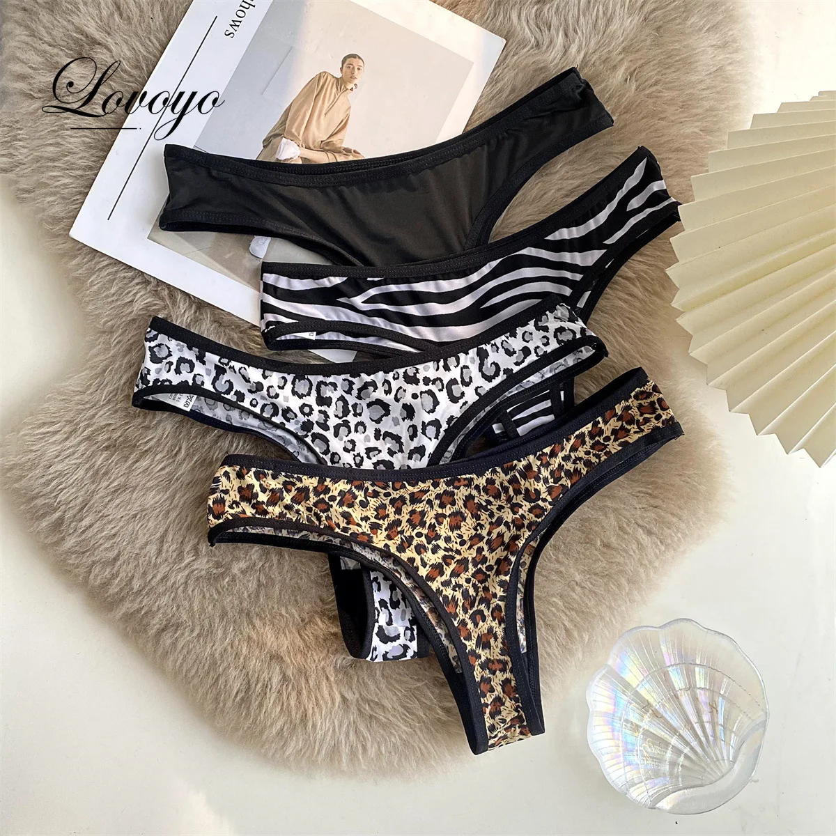 New Leopard Zebra Print Sexy Thong Panties for Women Seamless Ice Silk G-string Underwear Ladies Tangas Cotton Crotch