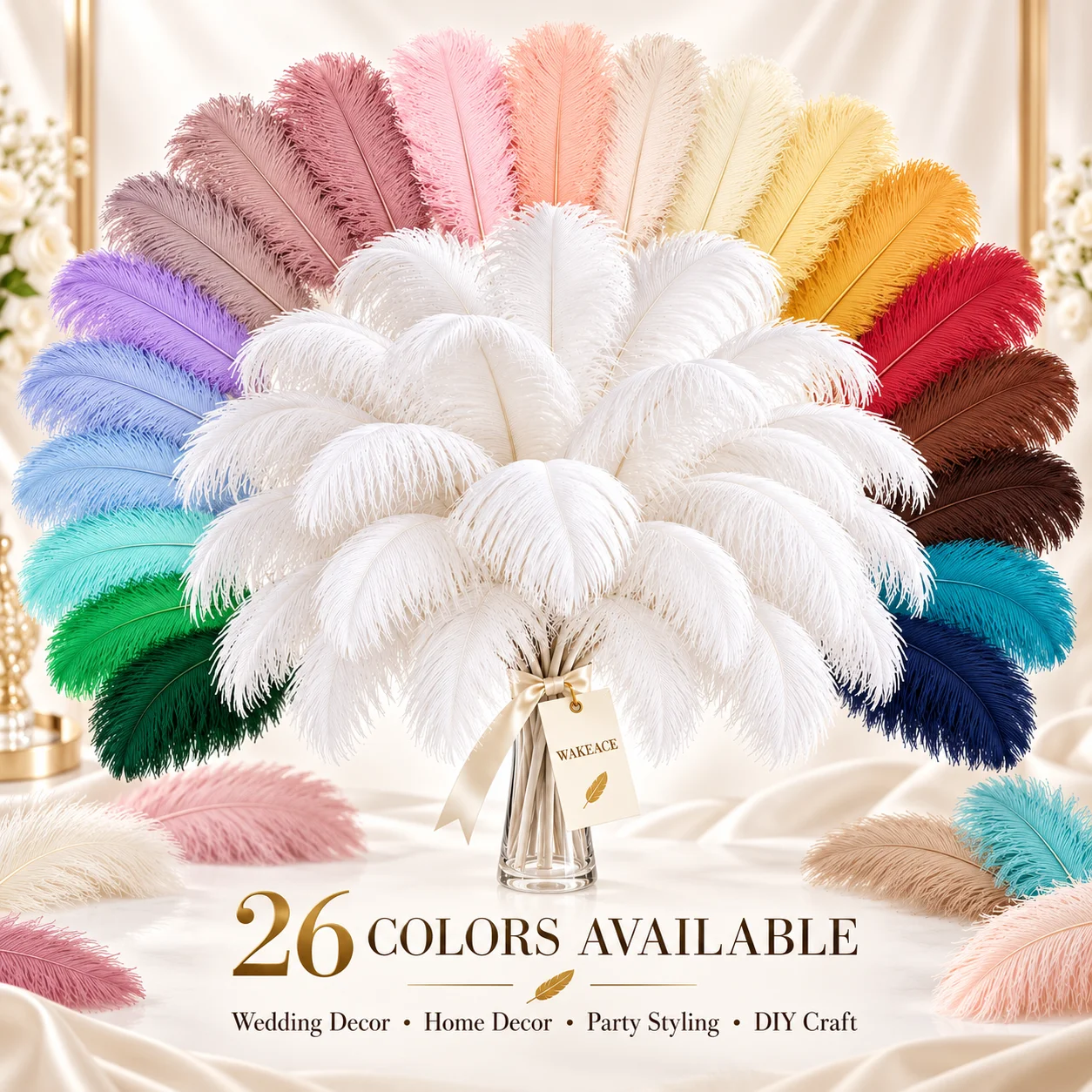 10PCS 15-55cm Colorful Ostrich Feathers for Wedding Party Decor DIY Crafts Table Centerpieces Carnival Costume Accessories
