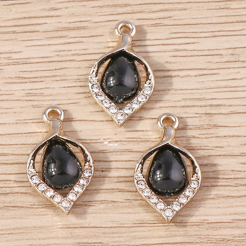 

Tusember 10pcs 8 colors Delicate Leaf Crystal Water Drop Charms Pendants for Jewelry Making Earrings Necklaces Bracelets DIY