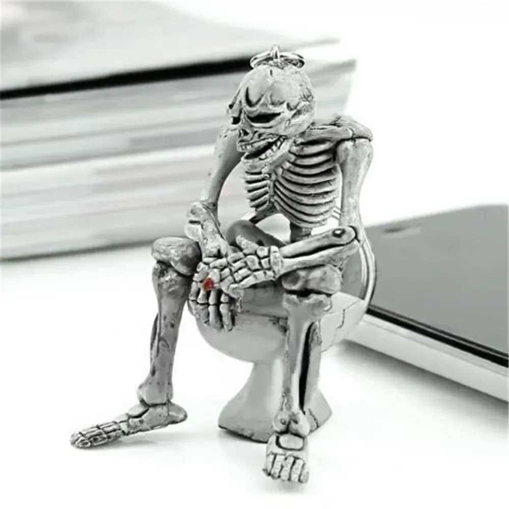 

Creative Skull Toilet Purse Bag Rubber Keychain Ideal Car Ornament Accessories Charm Pendant Funny Gift