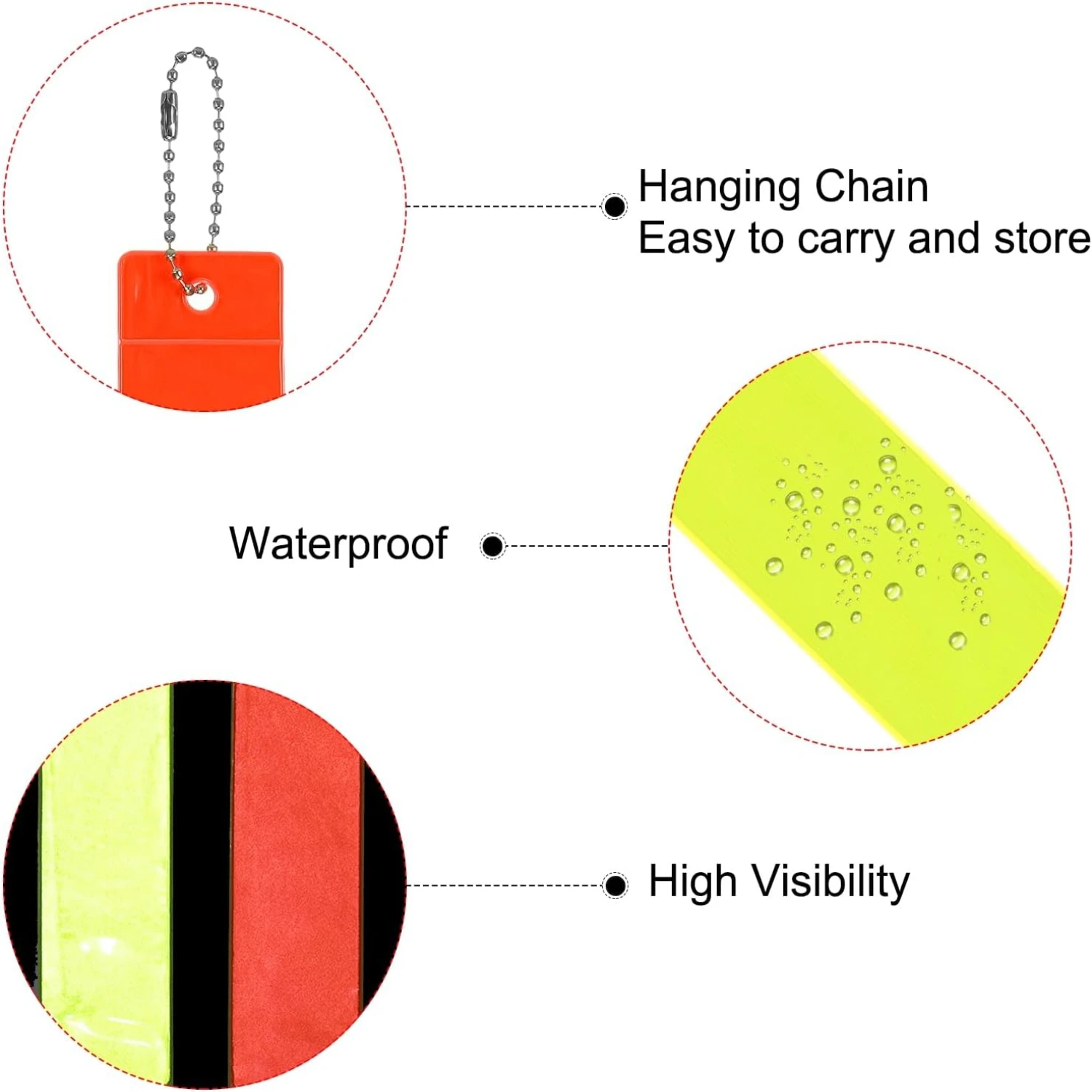 Zachowaj bezpieczeństwo i widoczność dzięki temu ulepszonym 8 sztuk jasnych, wysokiej widoczności breloków do kluczy z odblaskowymi wisiorkami. Z żywymi