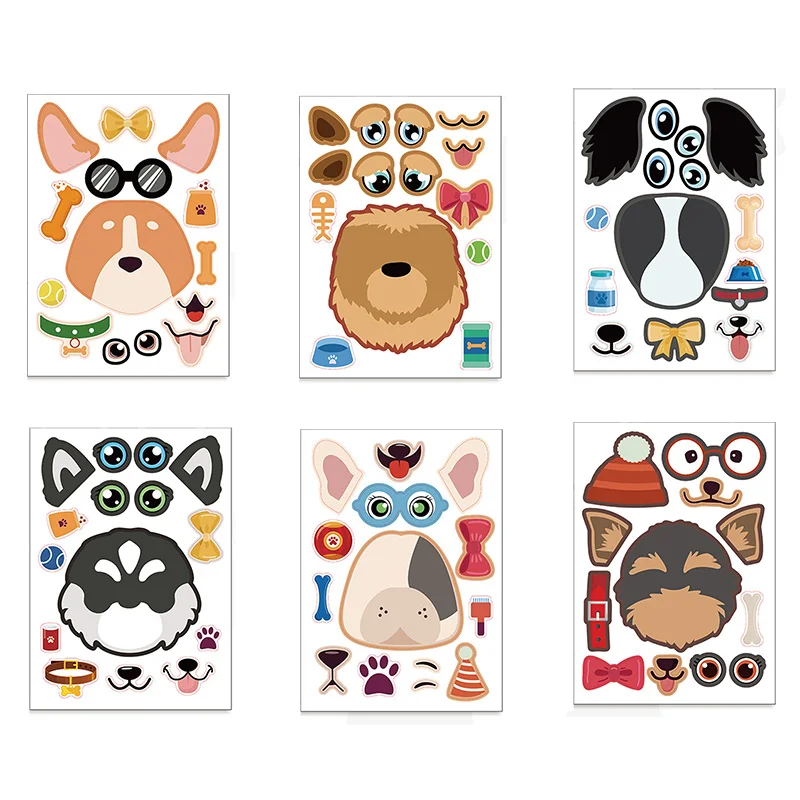 6 Sheets Farm Animals Assembled Sticker Set for Kids